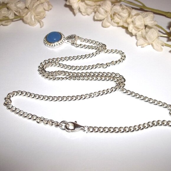Blue and Silver Necklace Pendant Charm Costume Fashion Jewelry Chain Girl C987 - Picture 5 of 6